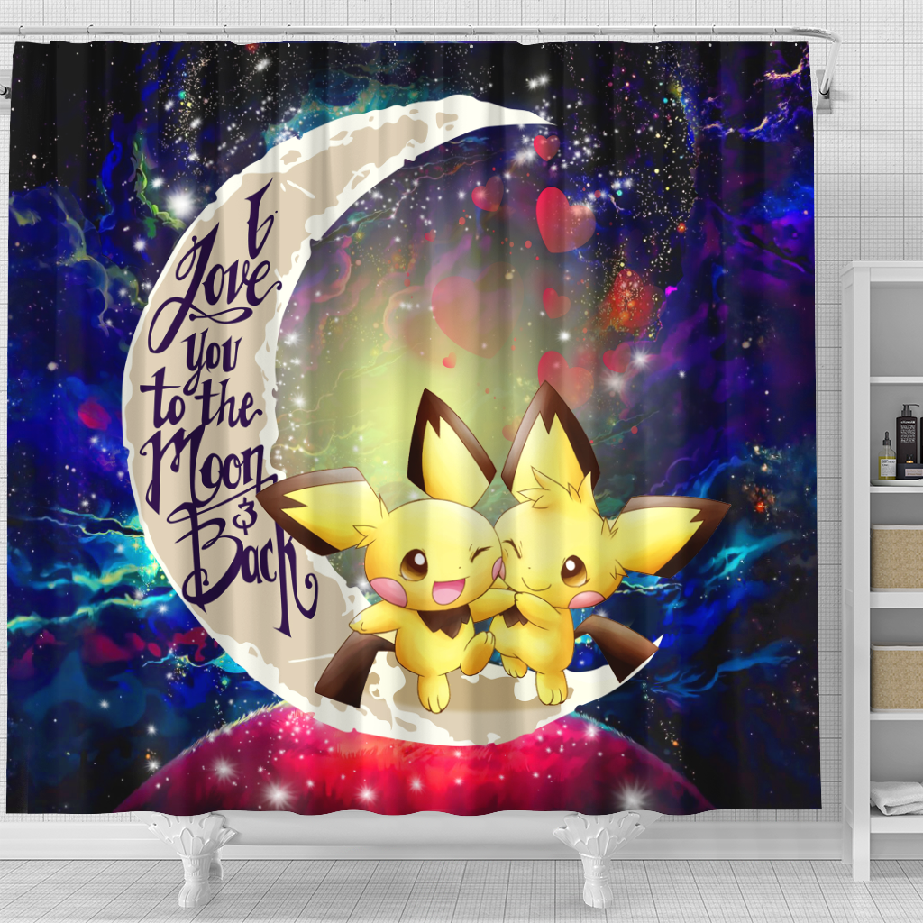 Pokemon Couple 2 Love You To The Moon Galaxy Shower Curtain Nearkii