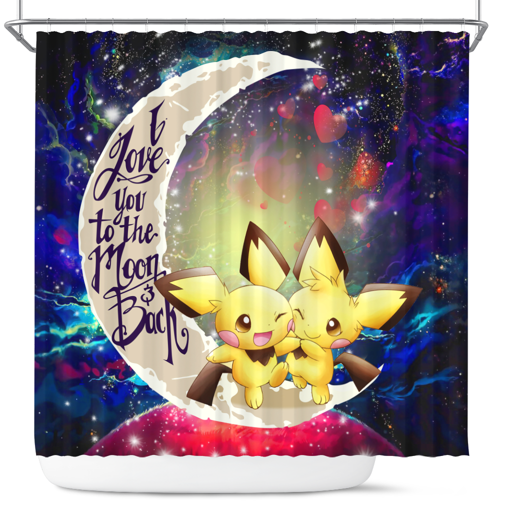Pokemon Couple 2 Love You To The Moon Galaxy Shower Curtain Nearkii