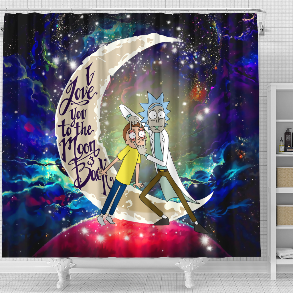 Rick And Morty Love You To The Moon Galaxy Shower Curtain Nearkii