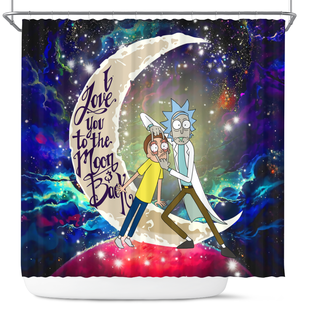 Rick And Morty Love You To The Moon Galaxy Shower Curtain Nearkii