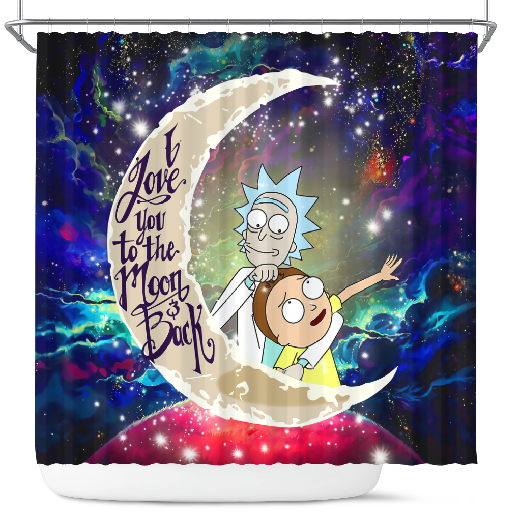 Rick And Morty Cute Love You To The Moon Galaxy Shower Curtain Nearkii