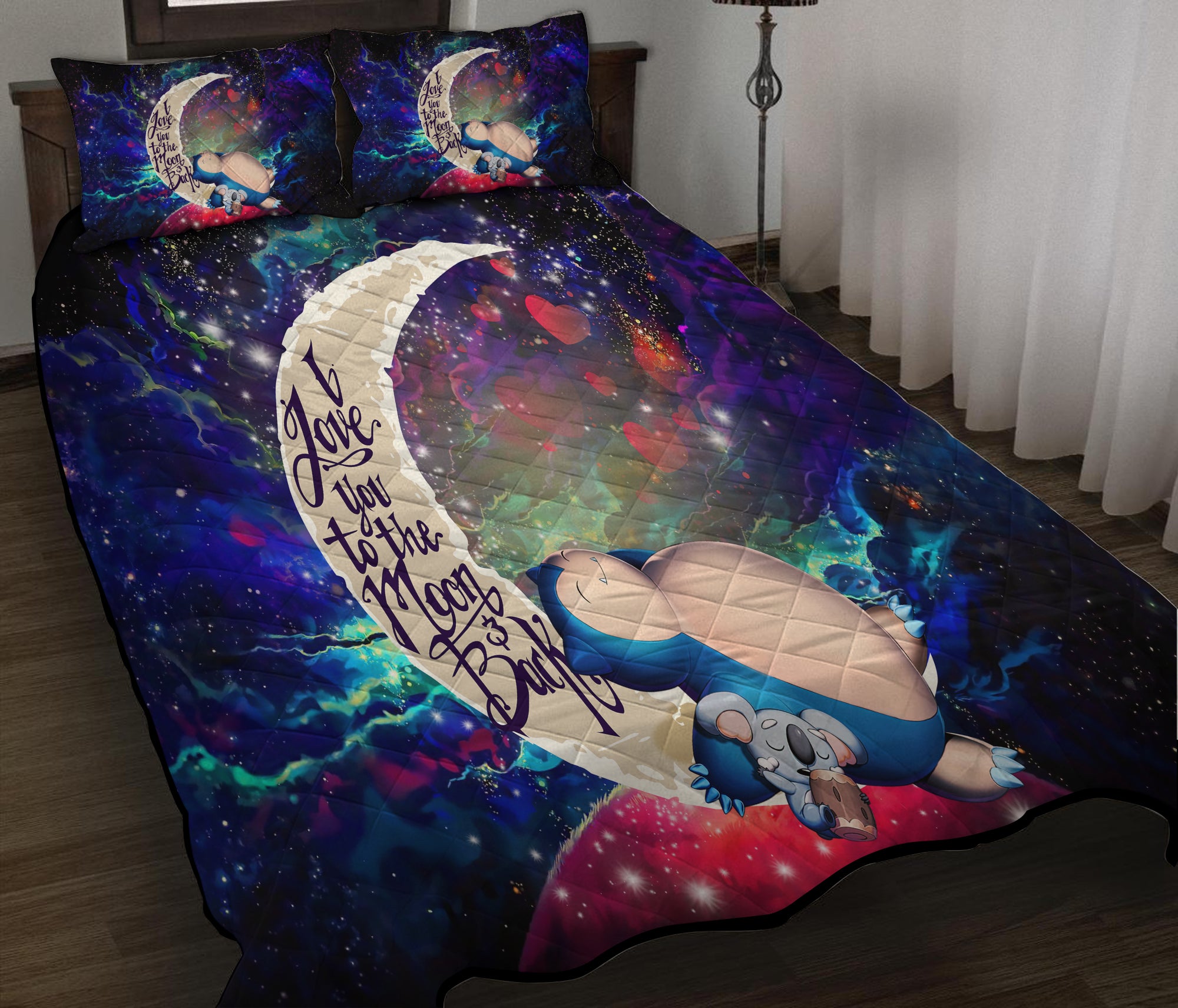 Snorlax Pokemon Sleep Love You To The Moon Galaxy Quilt Bed Sets Nearkii