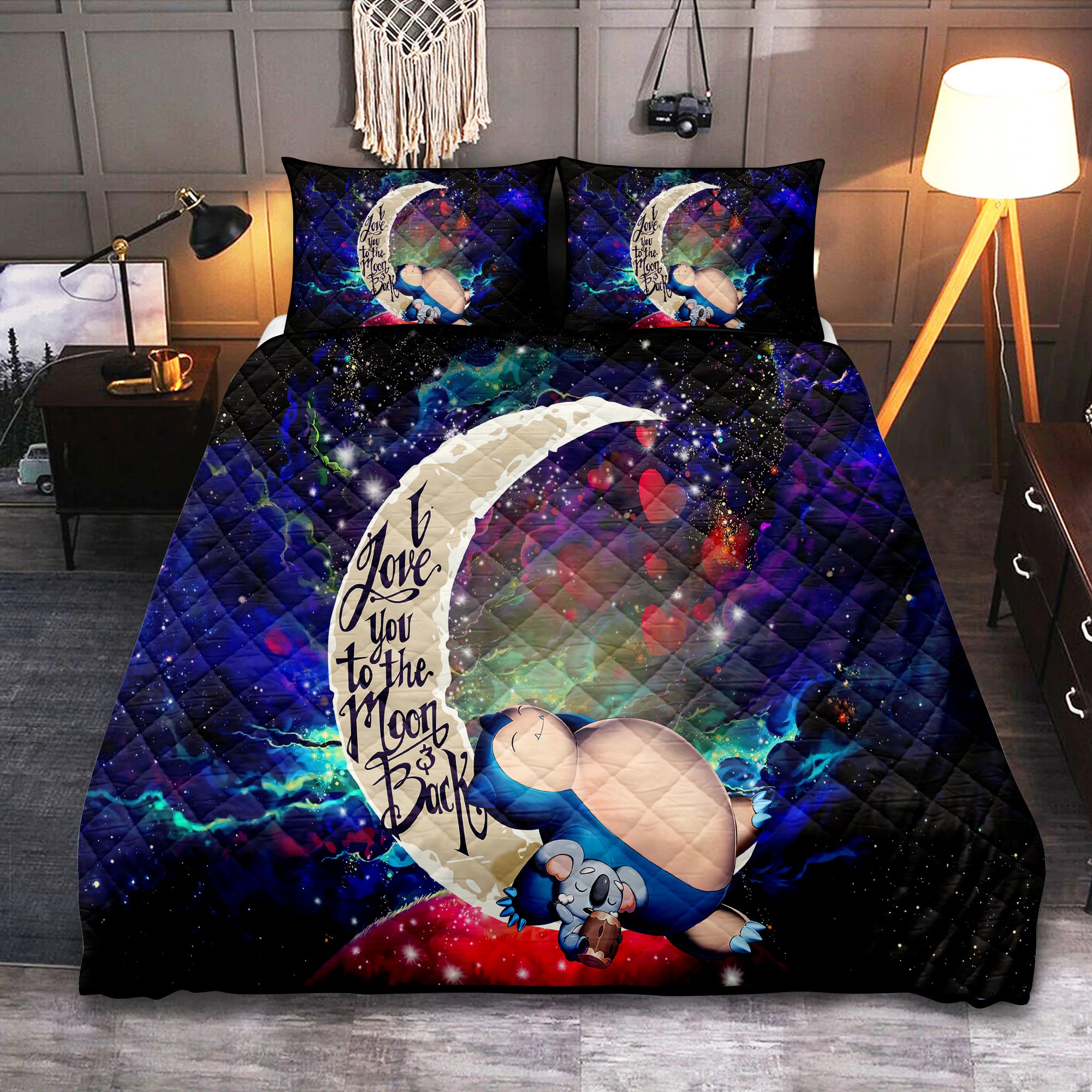 Snorlax Pokemon Sleep Love You To The Moon Galaxy Quilt Bed Sets Nearkii