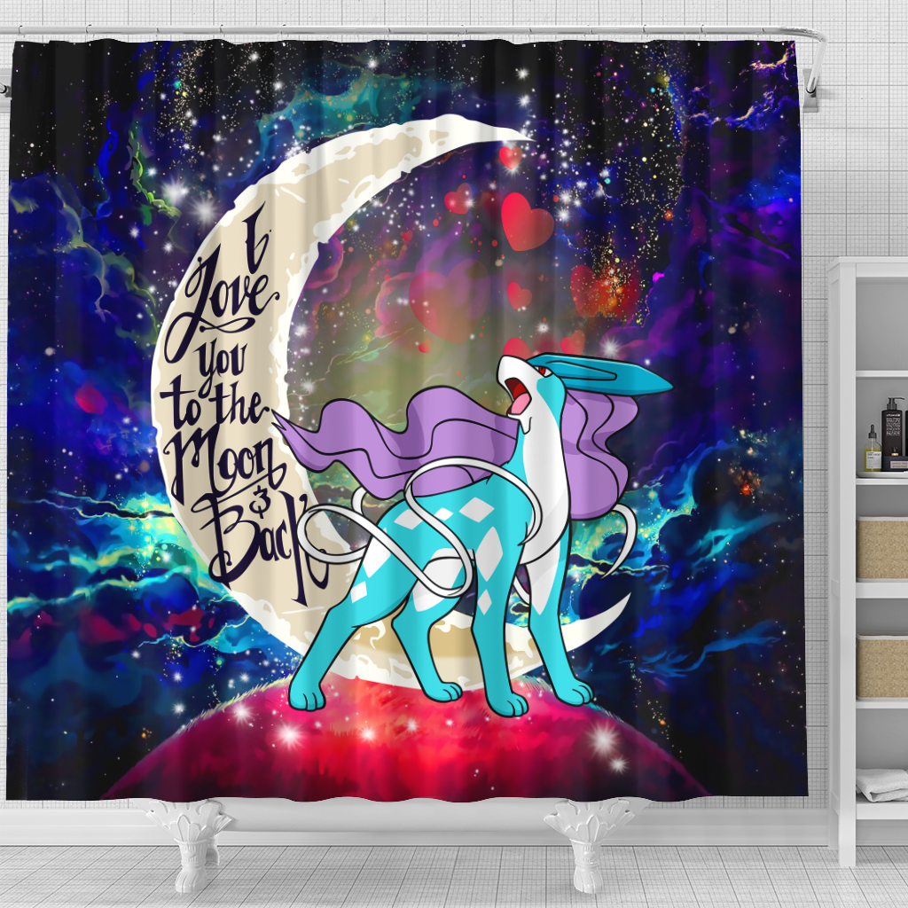 Suicune Pokemon Legendary Love You To The Moon Galaxy Shower Curtain Nearkii