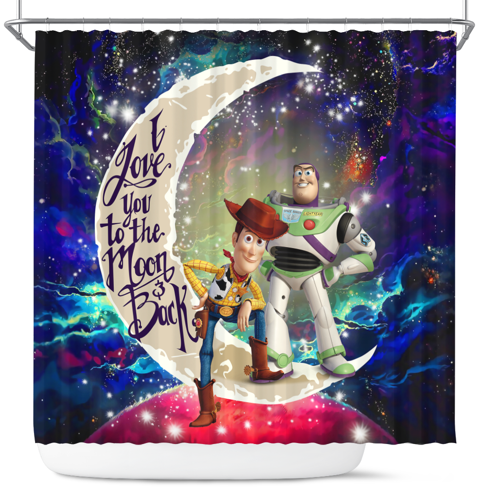 Woody And Buzz Toy Story Love You To The Moon Galaxy Shower Curtain Nearkii