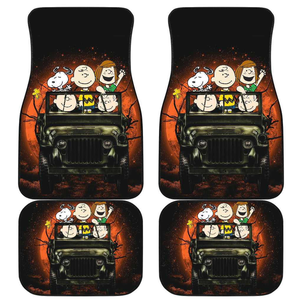 Snoopy And Friends Ride Jeep Halloween Funny Anime Car Floor Mats Car Accessories