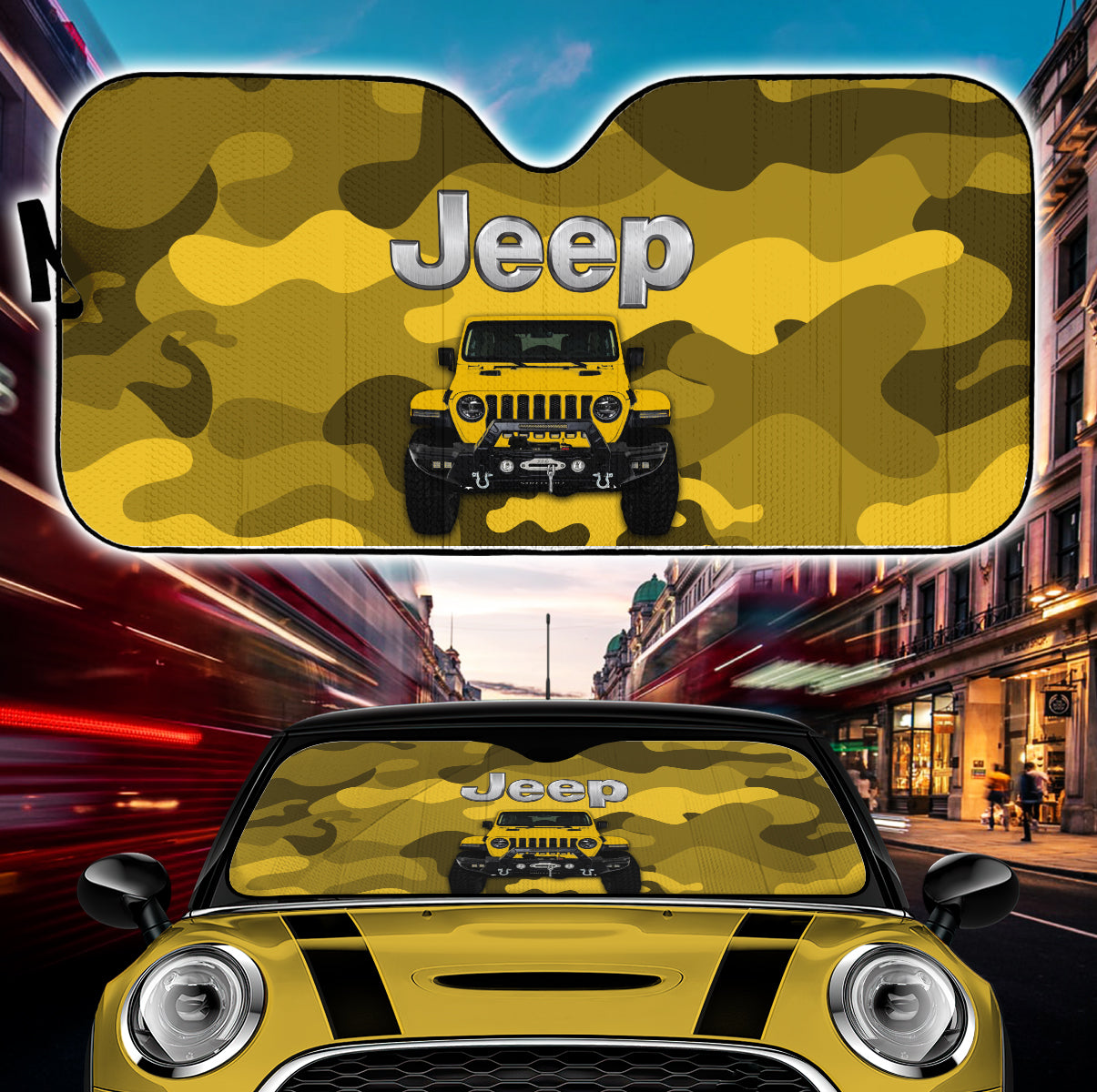 Jeep Camo Yellow Color Car Auto Sunshades