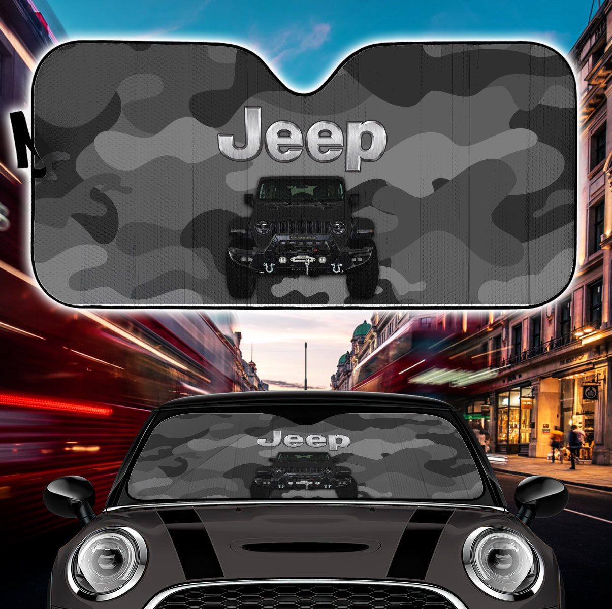 Jeep Camo Black Color Car Auto Sunshades