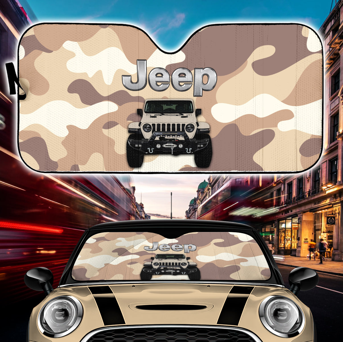 Jeep Camo Cream Color Car Auto Sunshades