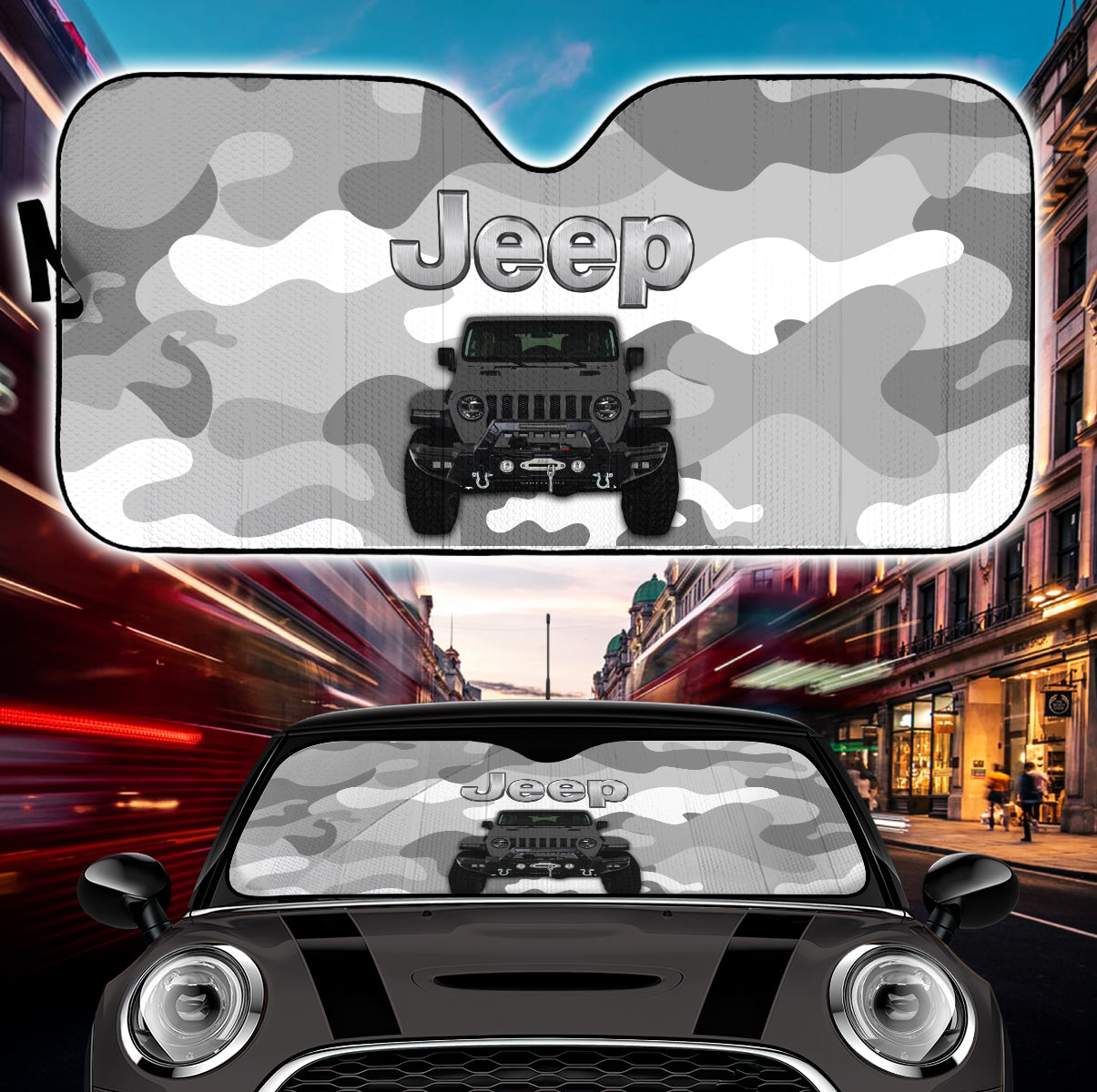Jeep Camo Grey Color Car Auto Sunshades