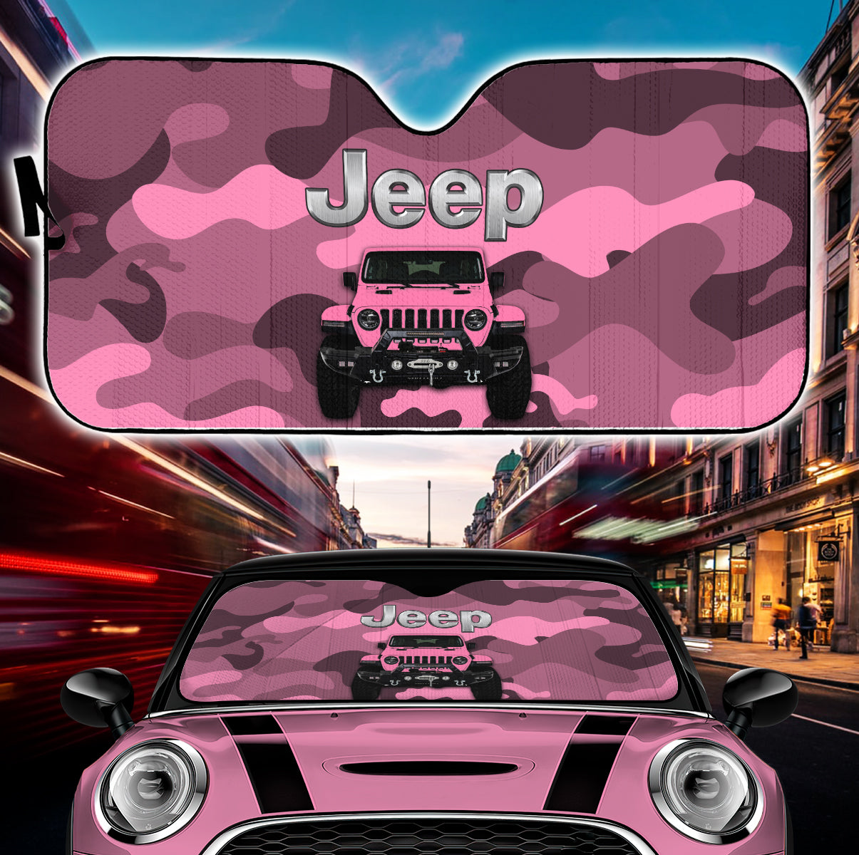Jeep Camo Pink Color Car Auto Sunshades