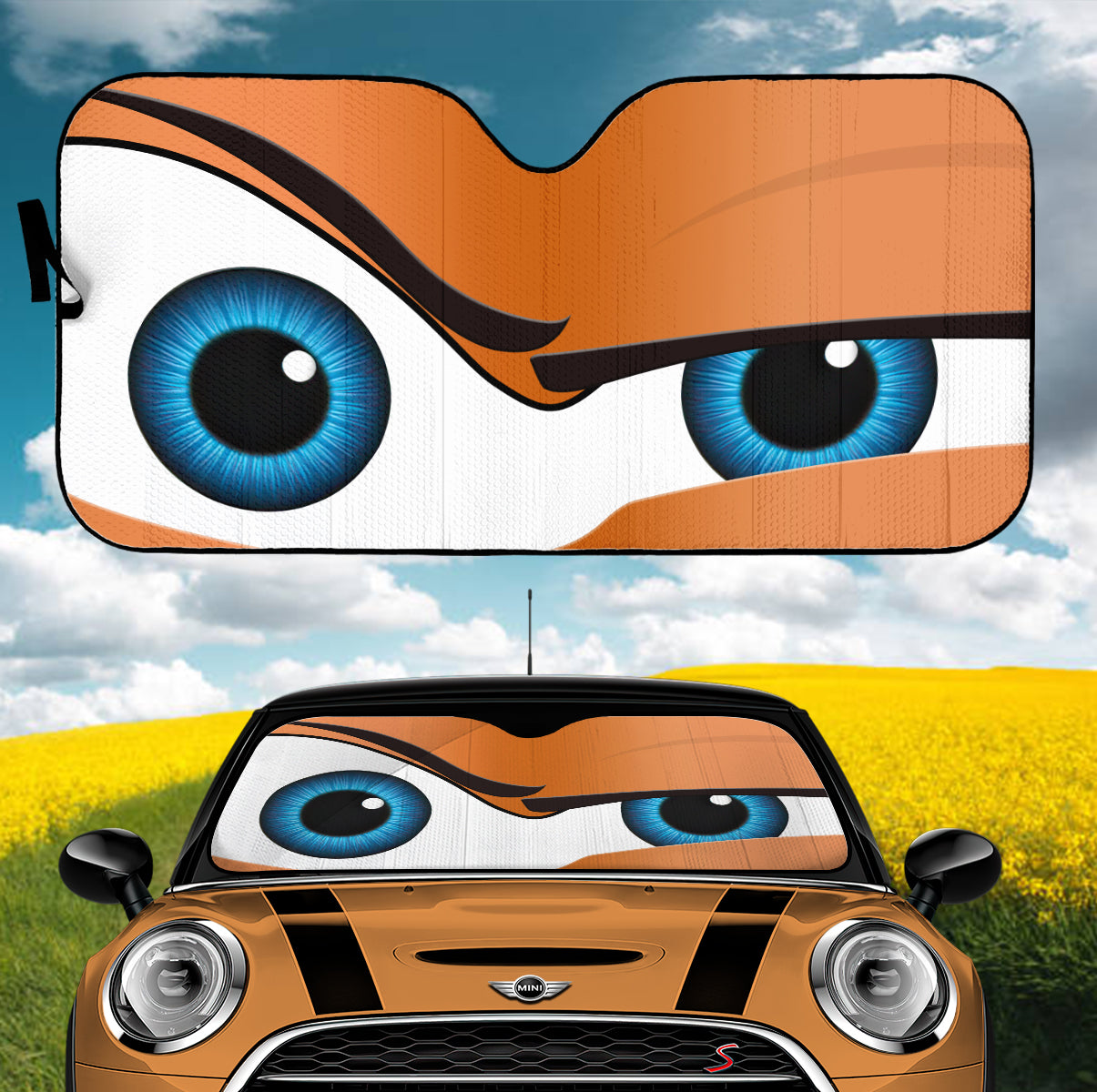 Funny Orange The Rock Style Cartoon Eye Car Auto Sunshades