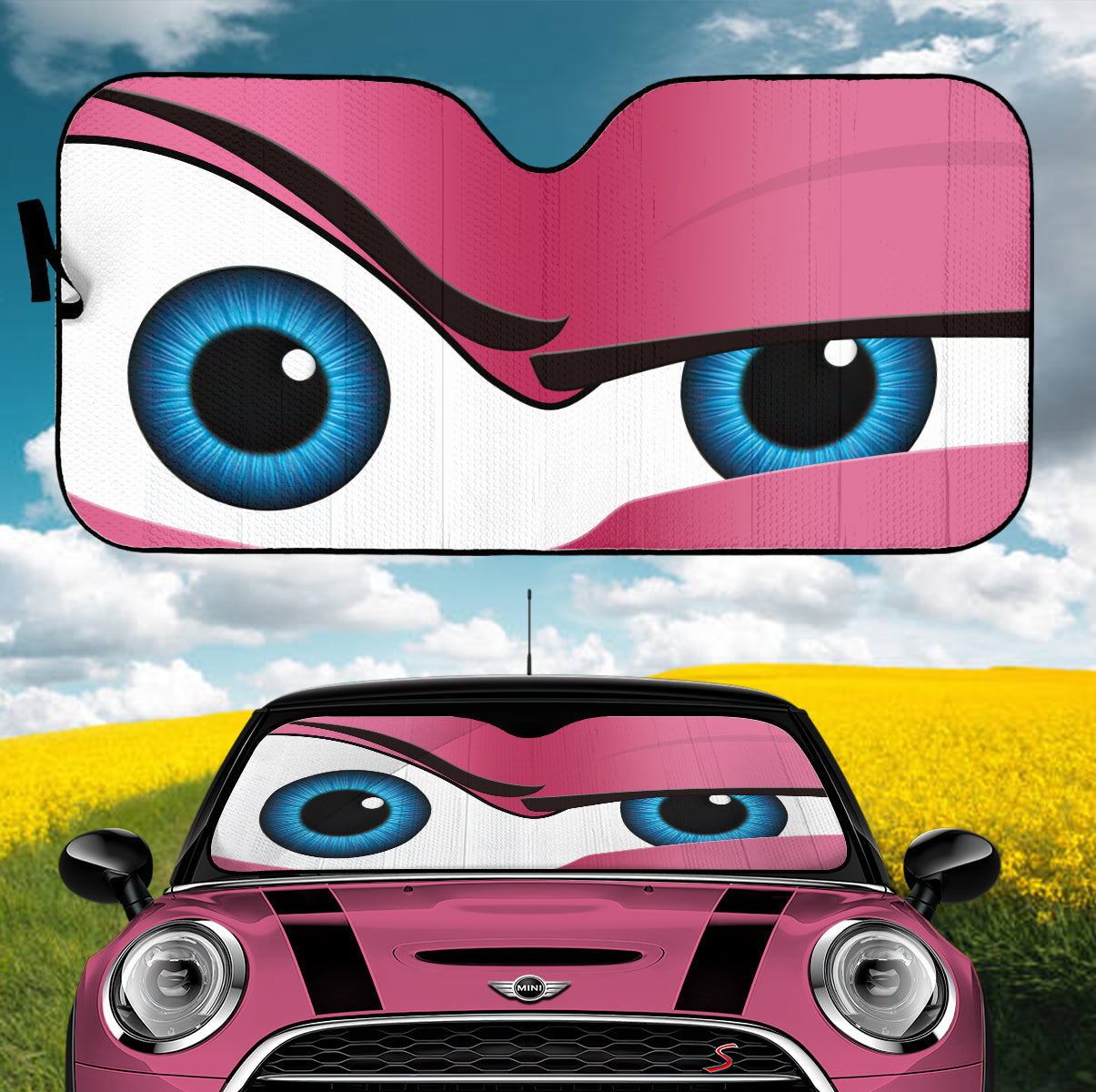 Funny Pink The Rock Style Cartoon Eye Car Auto Sunshades