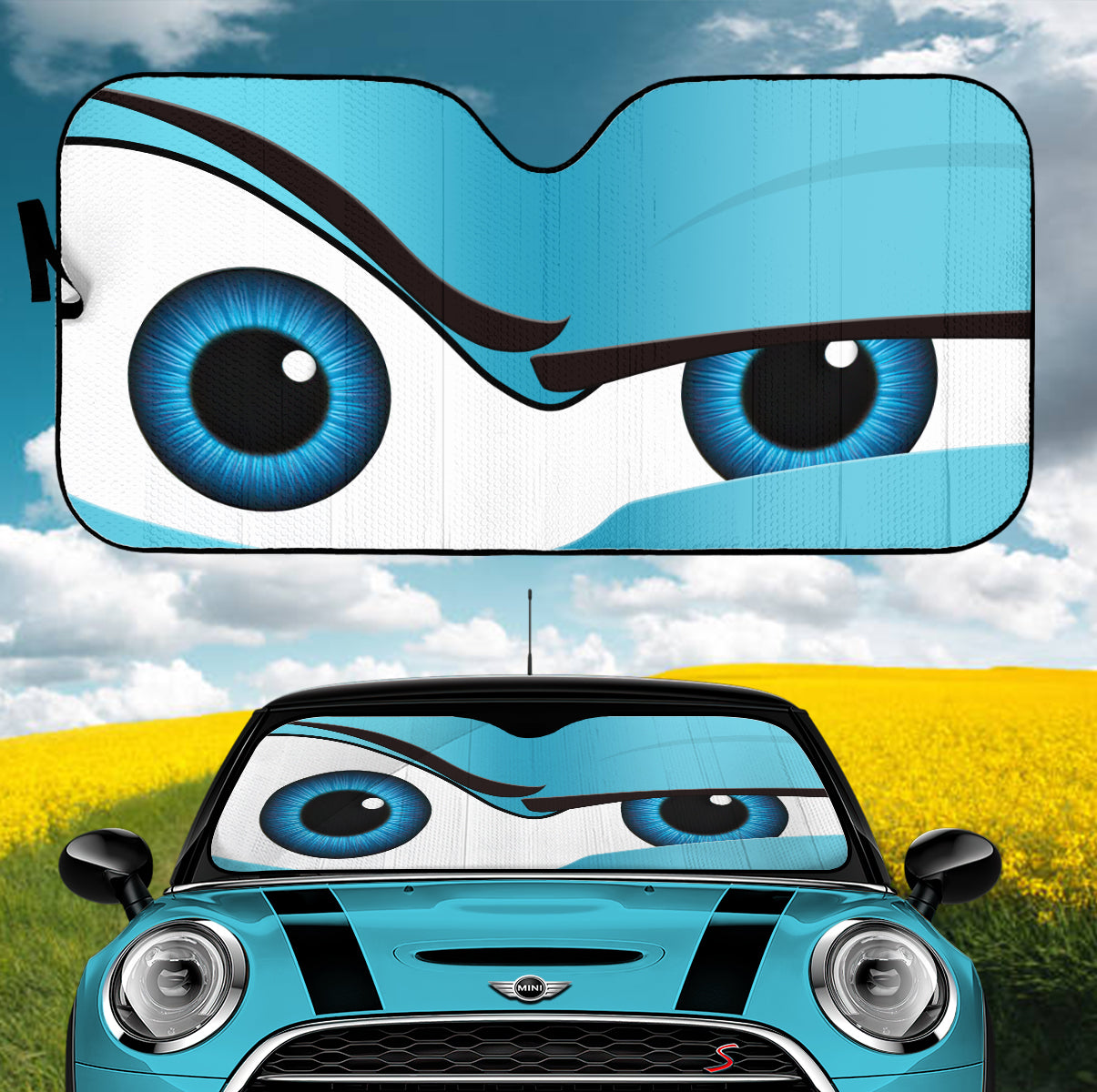 Funny Blue The Rock Style Cartoon Eye Car Auto Sunshades