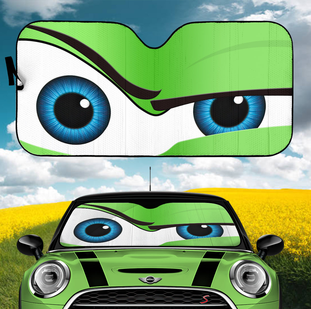 Funny Green The Rock Style Cartoon Eye Car Auto Sunshades