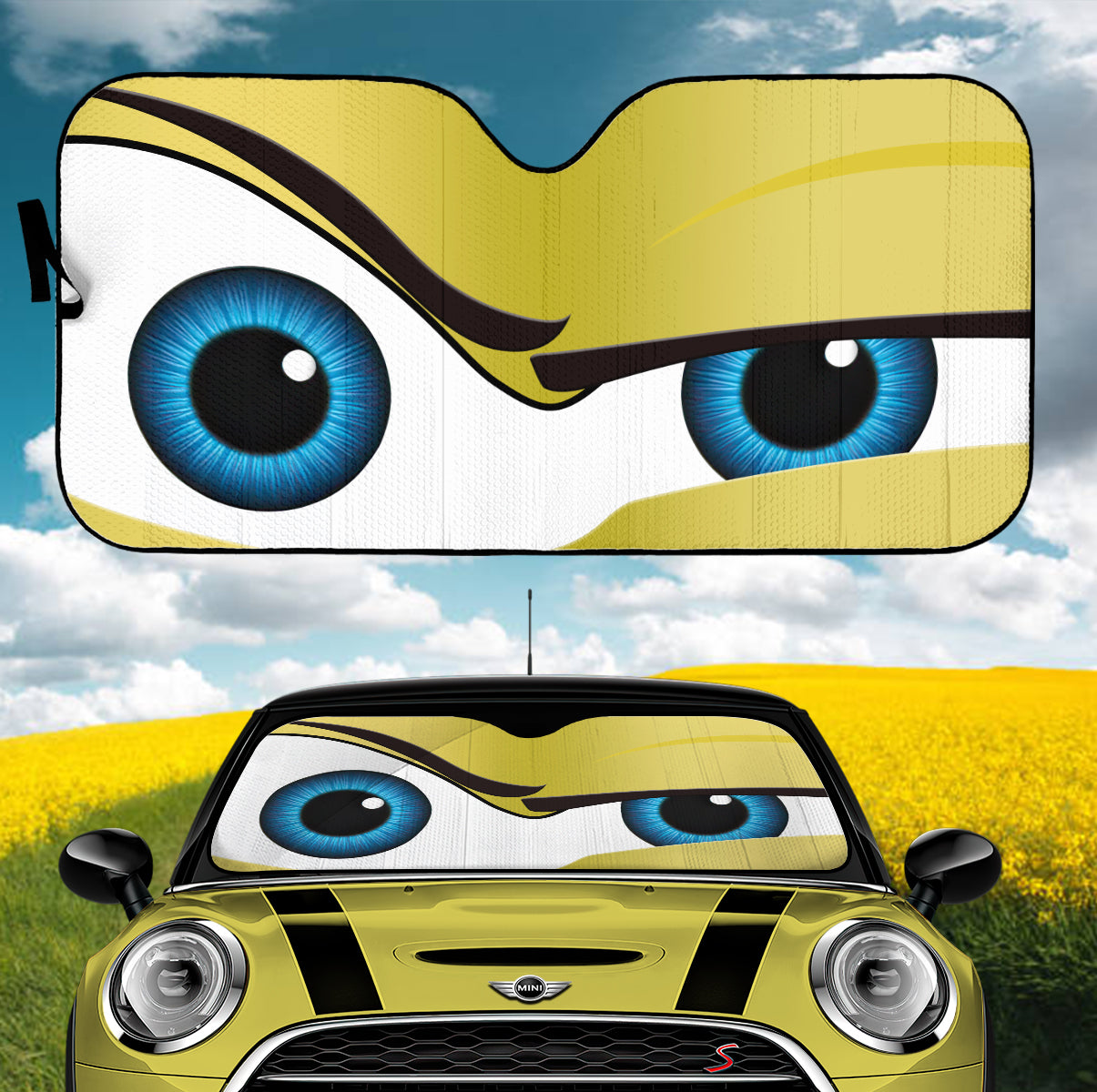 Funny Yellow The Rock Style Cartoon Eye Car Auto Sunshades