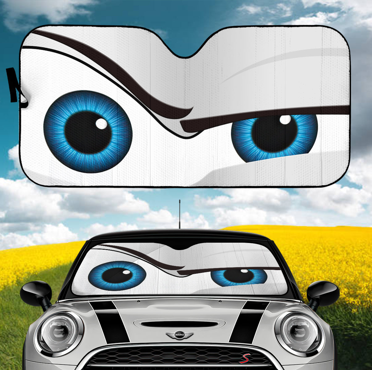 Funny White The Rock Style Cartoon Eye Car Auto Sunshades