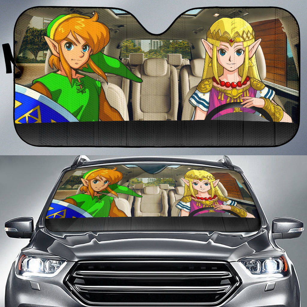 Legend Of Zelda Link And Zelda Classic Car Auto Sunshades
