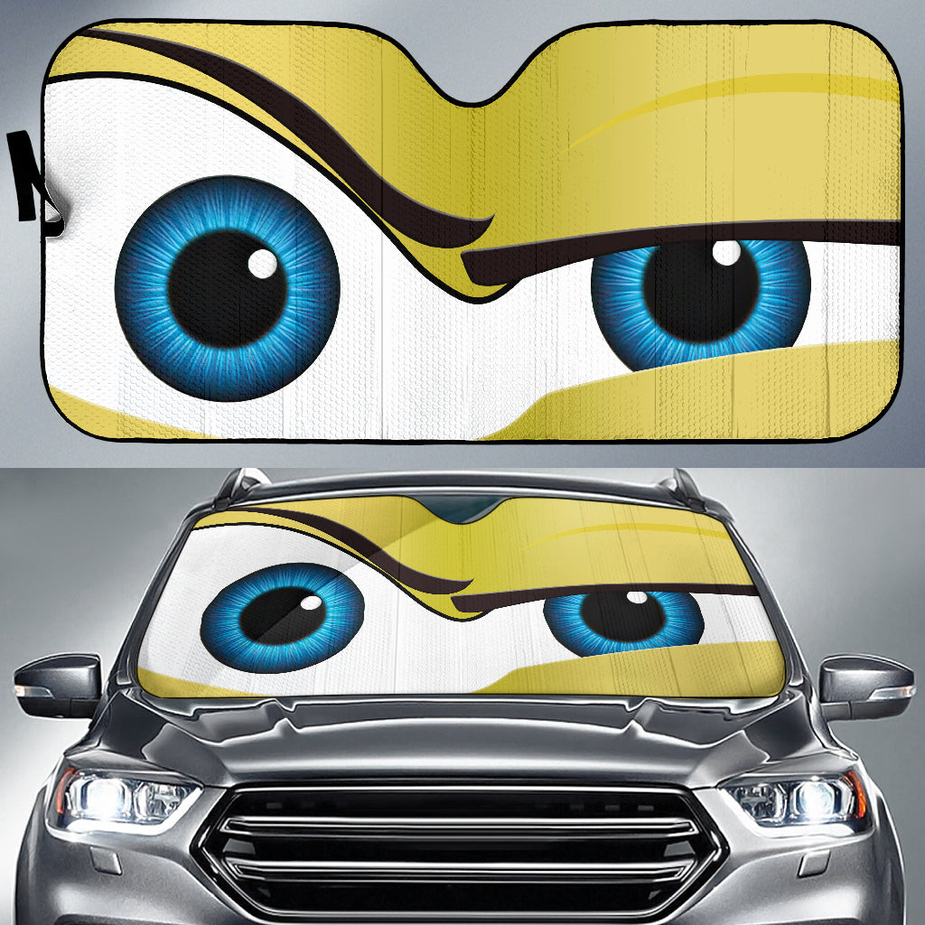 Funny Yellow The Rock Style Cartoon Eye Car Auto Sunshades