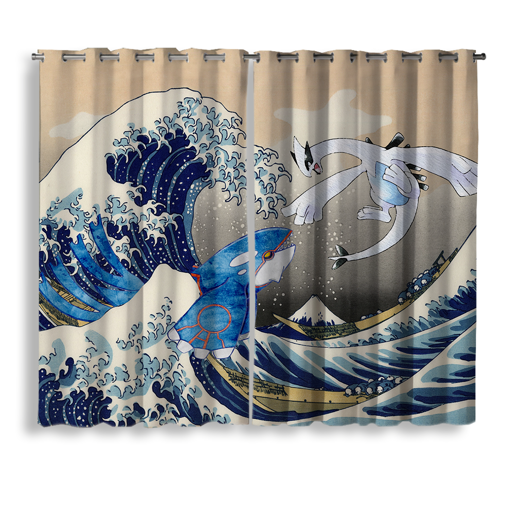 Lugia Vs Kyogre The Great Wave Japan Pokemon Window Curtain Nearkii