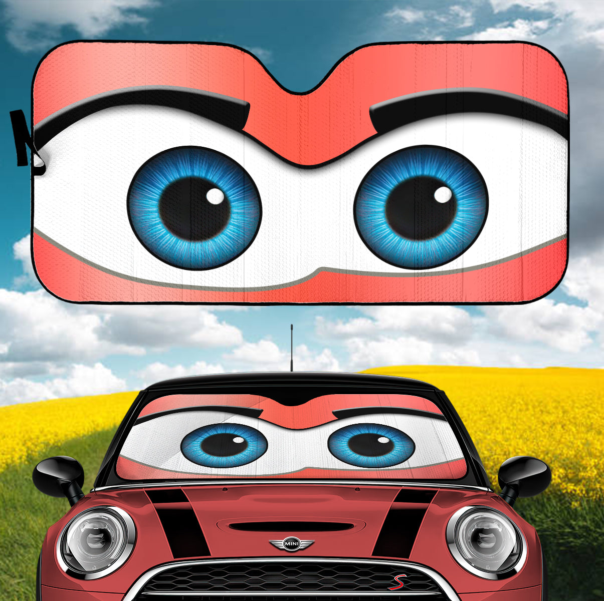 Red Cartoon Eyes Car Auto Sunshades