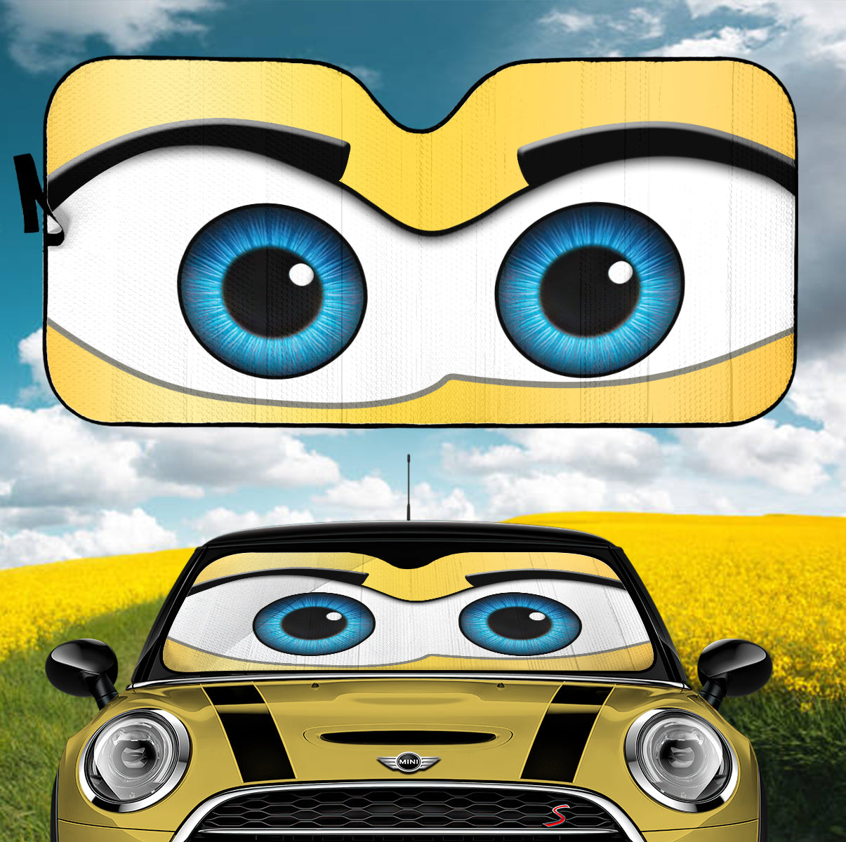 Yellow Cartoon Eyes Car Auto Sunshades