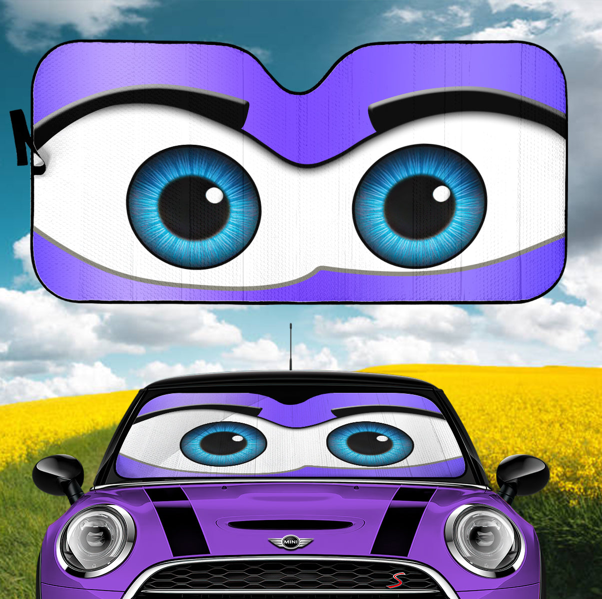 Purple Cartoon Eyes Car Auto Sunshades