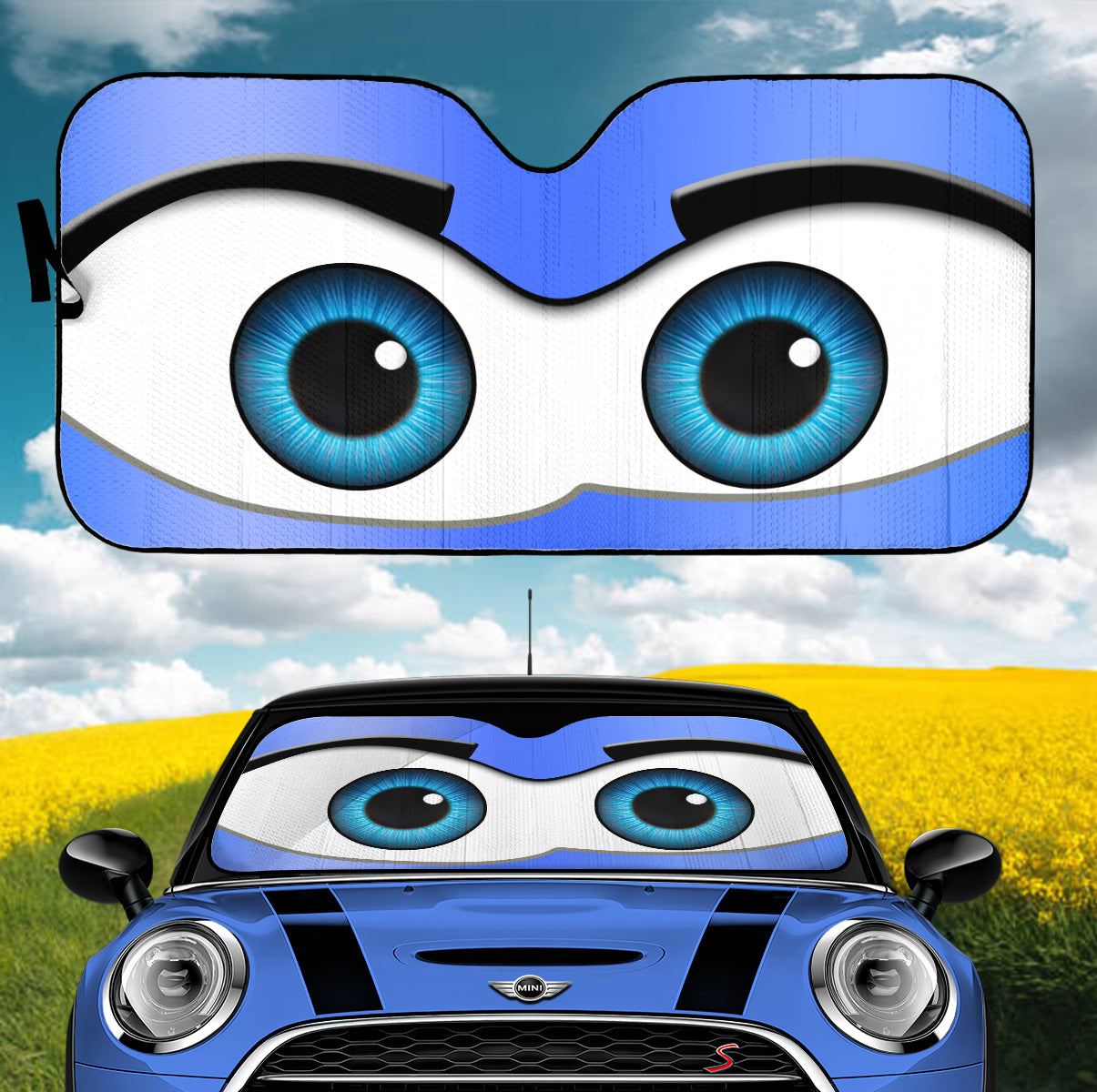 Blue Cartoon Eyes Car Auto Sunshades