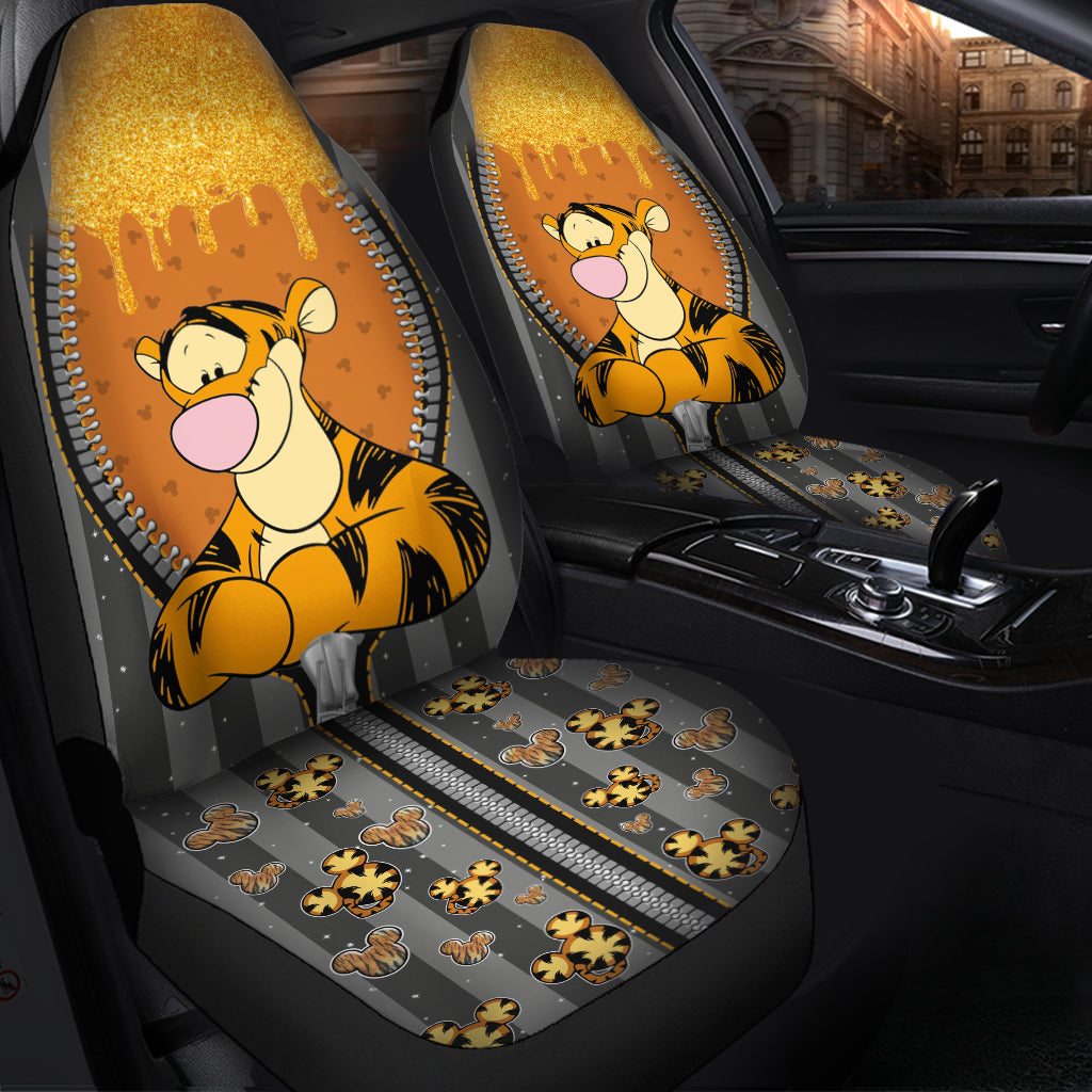Get In Sit Down Zip Winnie The Pooh Tigger Premium Custom Car Seat Covers Decor Protectors