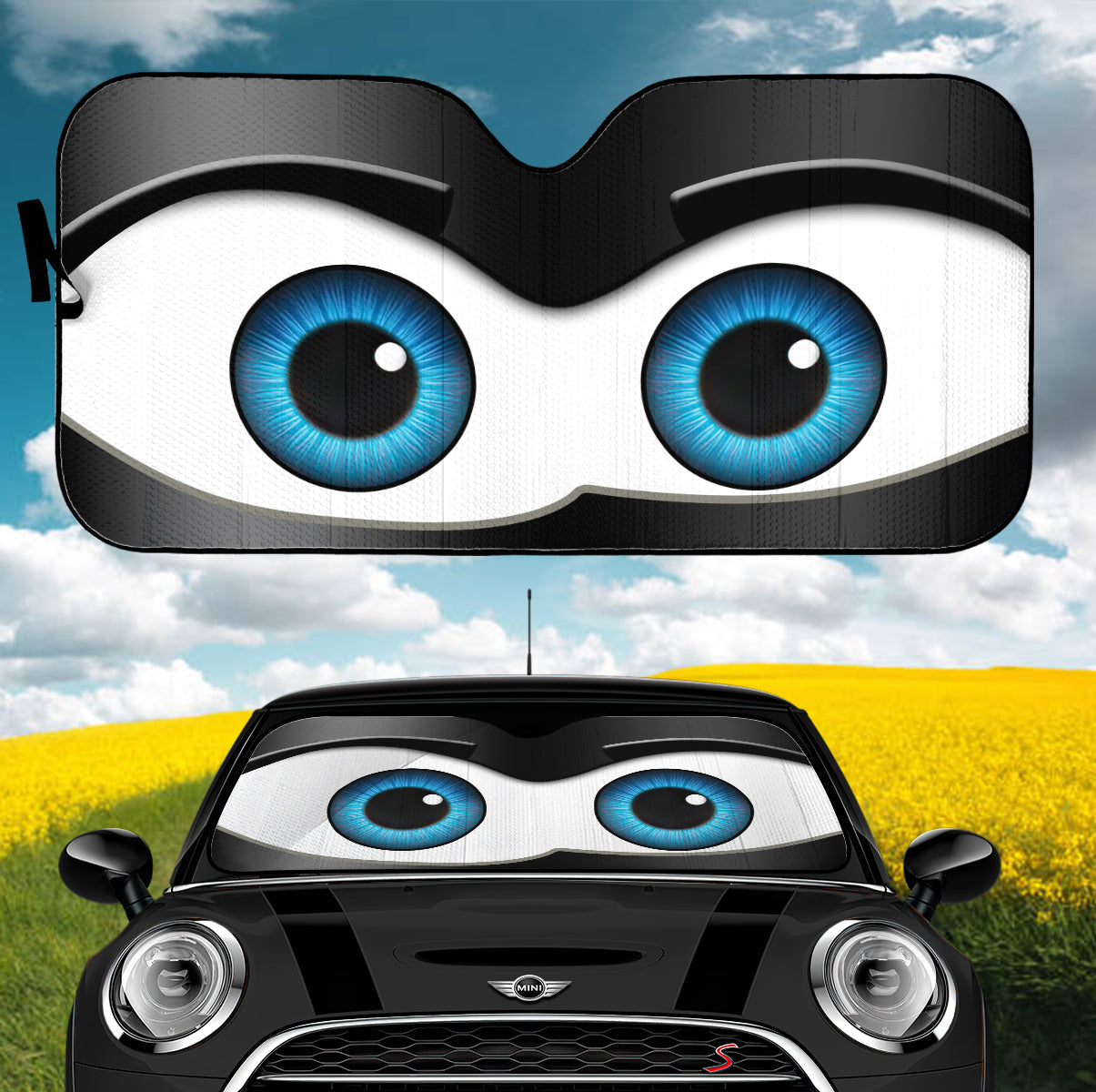 Black Cartoon Eyes Car Auto Sunshades