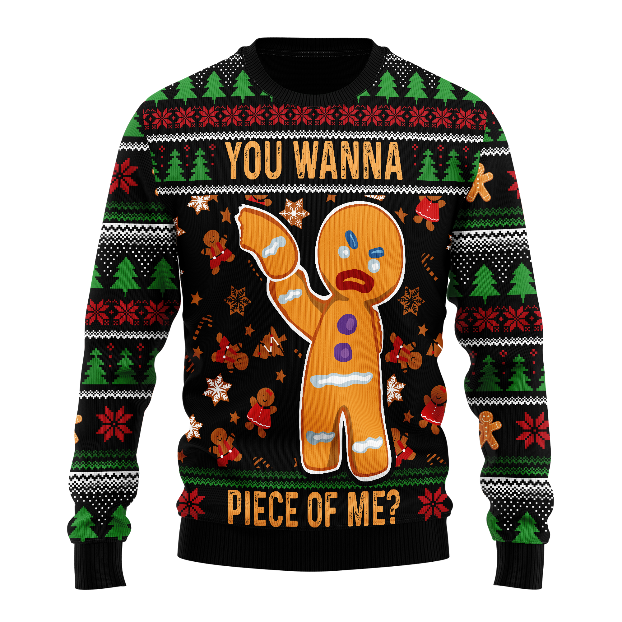 Gingerbread Man You Wanna Piece Of Me Ugly Christmas Sweater Xmas Gift