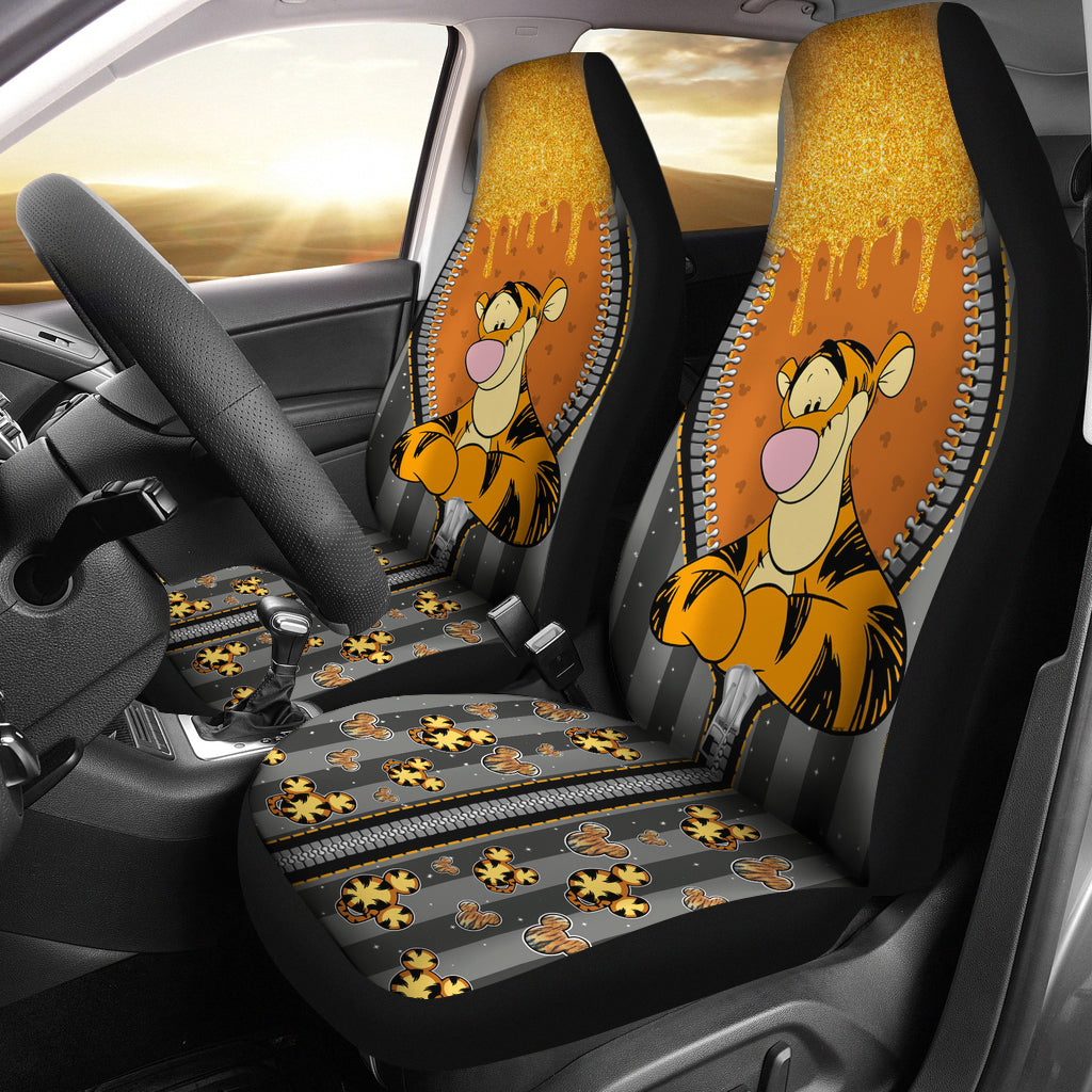 Get In Sit Down Zip Winnie The Pooh Tigger Premium Custom Car Seat Covers Decor Protectors