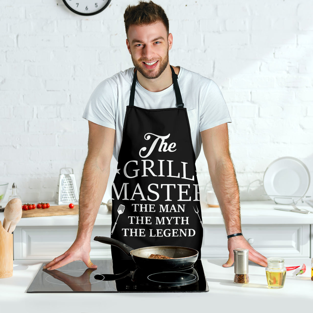 The Grill Master The Man BBQ Custom Apron Best Gift For Anyone Who Loves Cooking