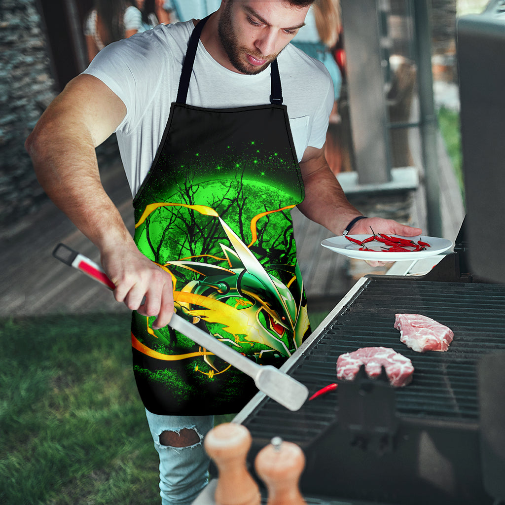 Mega X Rayquaza Moonlight Custom Apron Best Gift For Anyone Who Loves Cooking