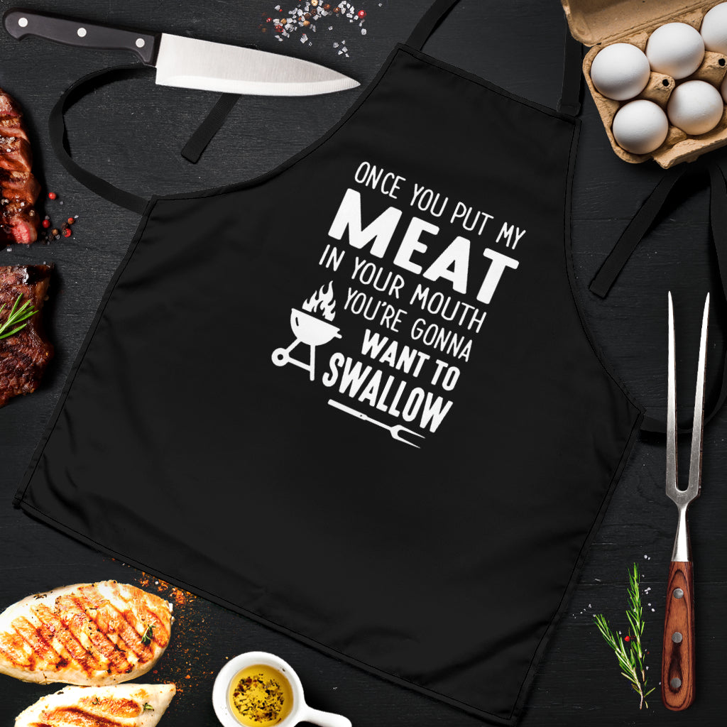 Meat In Your Mouth Custom Apron Gift for Cooking Guys