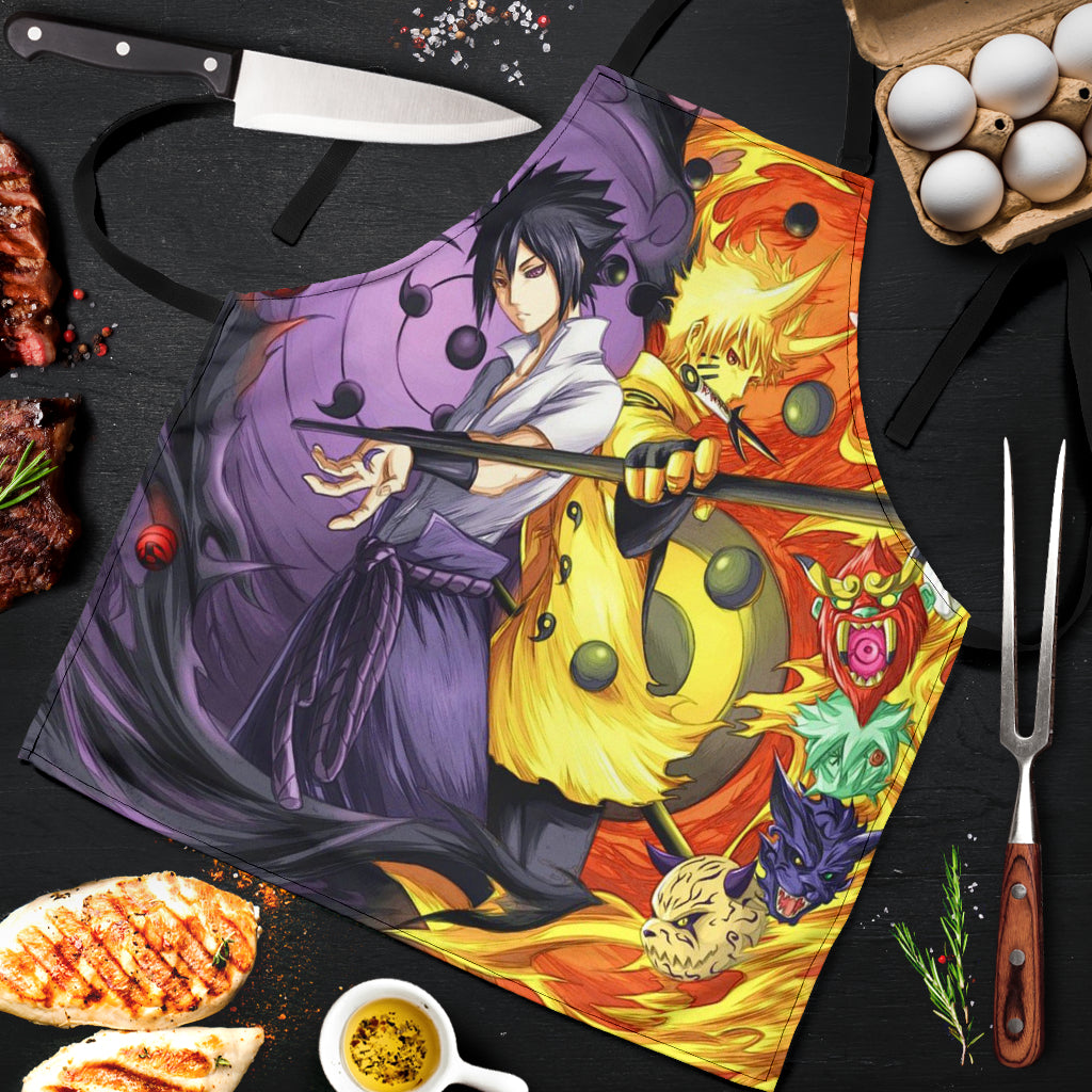 Naruto vs Sasuke Anime Custom Apron Best Gift For Anyone Who Loves Cooking