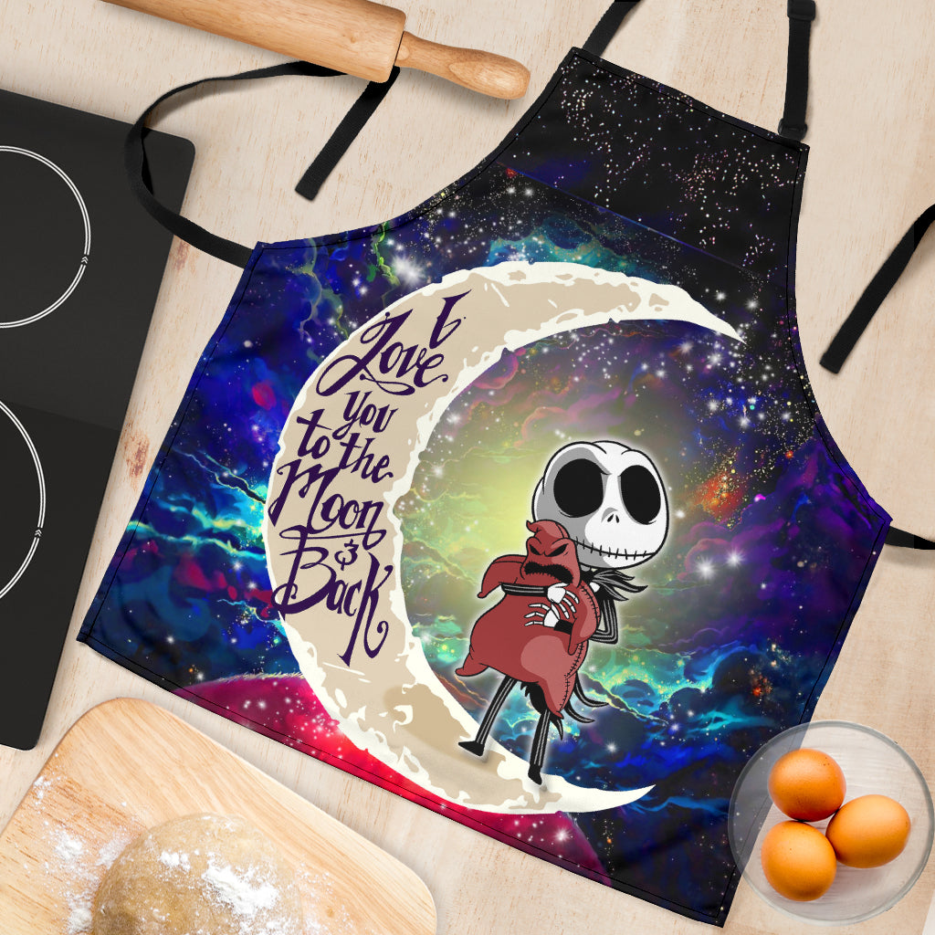 Jack Skellington Nightmare Before Christmas Love You To The Moon Galaxy Custom Apron Best Gift For Anyone Who Loves Cooking Nearkii