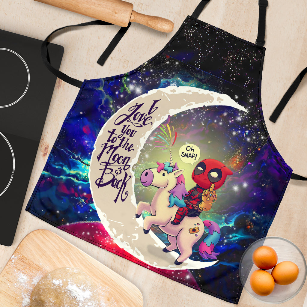 Deadpool Unicorn Love You To The Moon Galaxy Custom Apron Best Gift For Anyone Who Loves Cooking