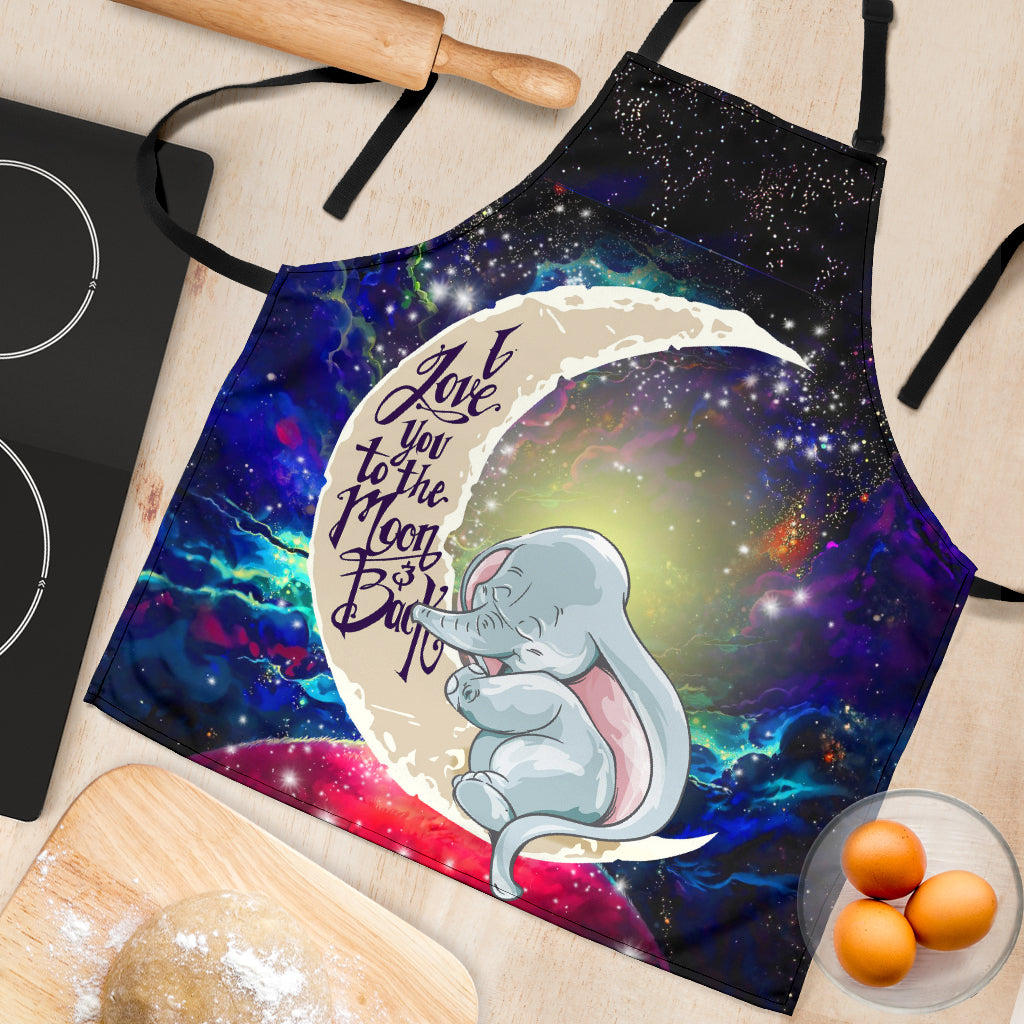 Dumbo Elephant Love You To The Moon Galaxy Custom Apron Best Gift For Anyone Who Loves Cooking