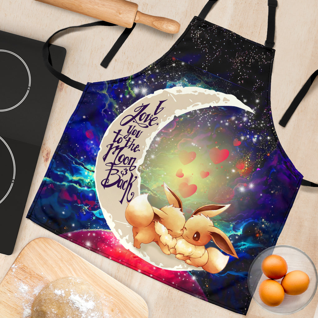 Cute Eevee Pokemon Couple Love You To The Moon Galaxy Custom Apron Best Gift For Anyone Who Loves Cooking