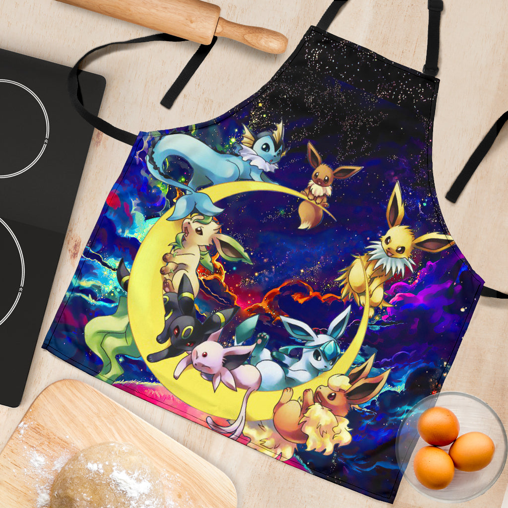 Eevee Evolution Pokemon Family Love You To The Moon Galaxy Custom Apron Best Gift For Anyone Who Loves Cooking Nearkii