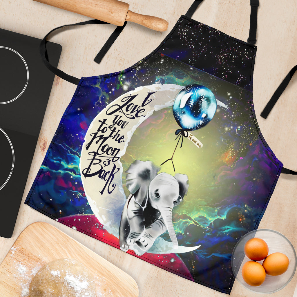 Elephant Love You To The Moon Galaxy Custom Apron Best Gift For Anyone Who Loves Cooking Nearkii