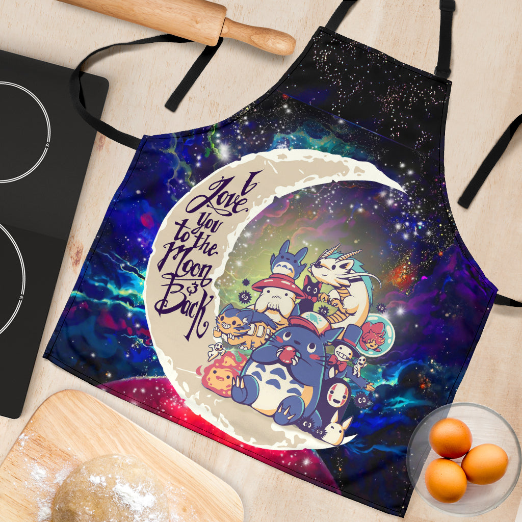 Ghibli Character Love You To The Moon Galaxy Custom Apron Best Gift For Anyone Who Loves Cooking