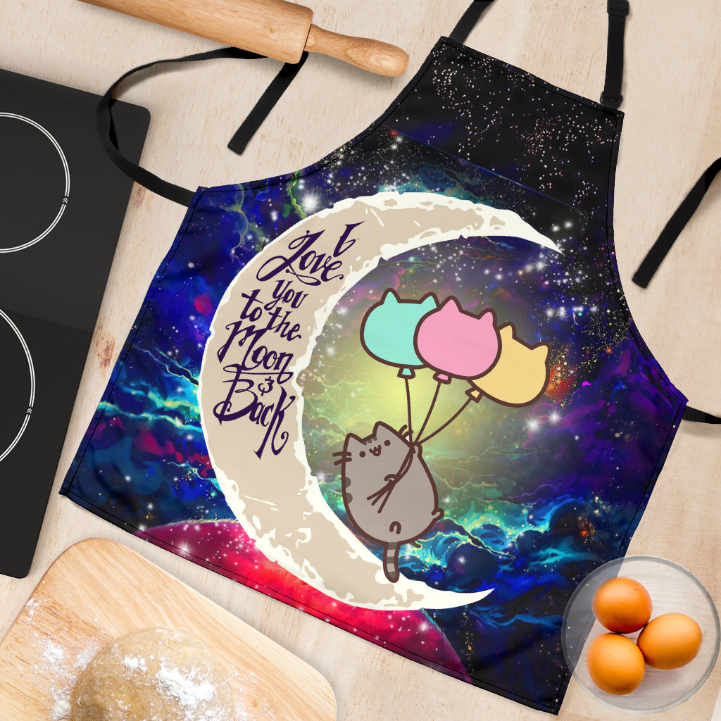 Pusheen Cat Love You To The Moon Galaxy Custom Apron Best Gift For Anyone Who Loves Cooking