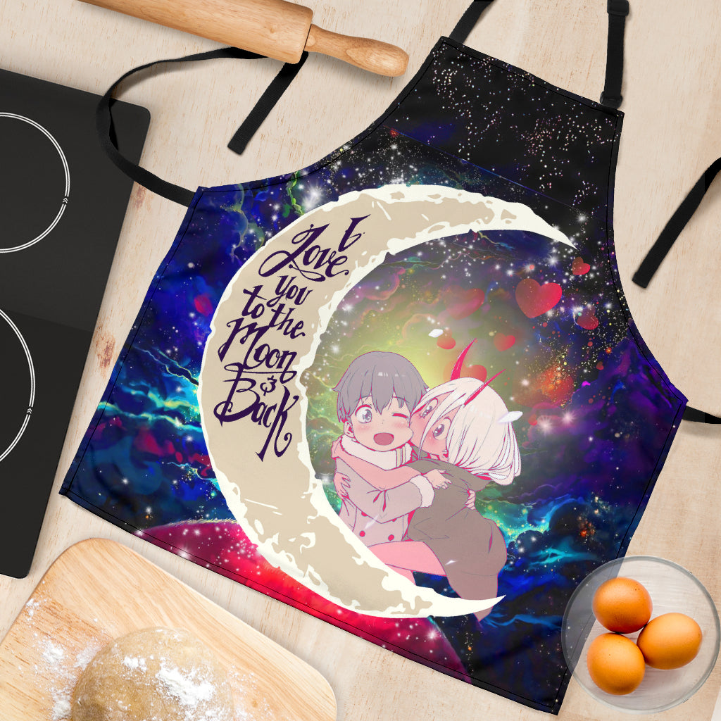 Darling In The Franxx Hiro And Zero Two Love You To The Moon Galaxy Custom Apron Best Gift For Anyone Who Loves Cooking