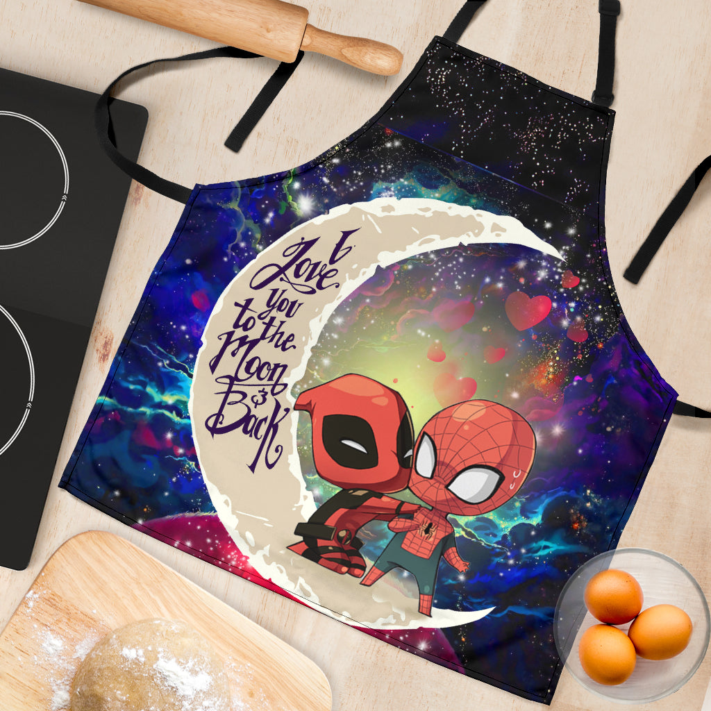 Spiderman And Deadpool Couple Love You To The Moon Galaxy Custom Apron Best Gift For Anyone Who Loves Cooking Nearkii