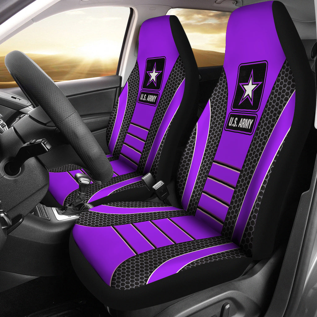 US ARMY Purple Premium Custom Car Seat Covers Decor Protectors