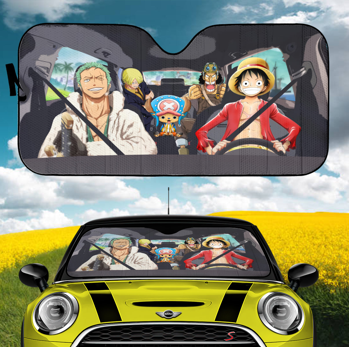 Straw Hat Team One Piece Car Auto Sunshades