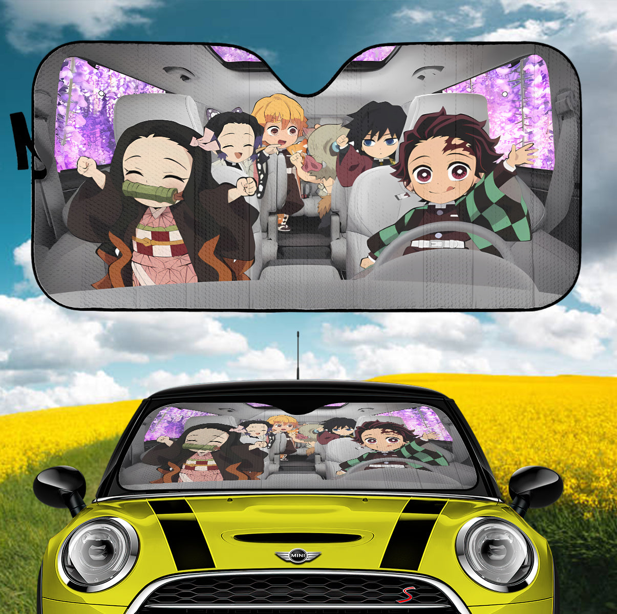 Kimetsu No Yaiba Chibi Car Auto Sunshades