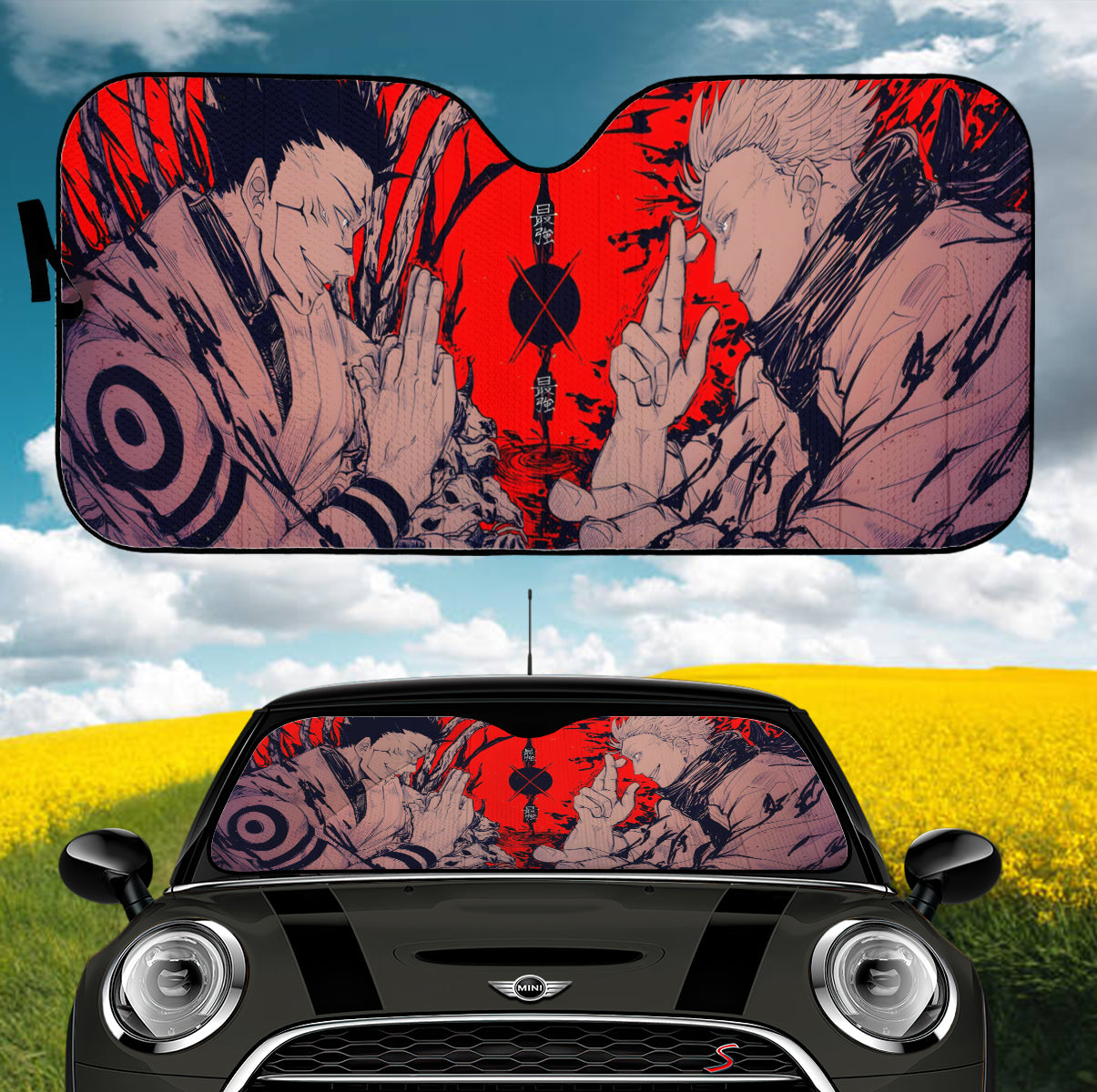 Jujutsu Kaisen Red Ryomen Sukuna Vs Satoru Gojo Car Auto Sunshades